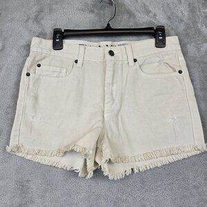 RVCA Shorts Womens Size 26 Beige Denim Cutoff Frayed Hem Distressed Casual